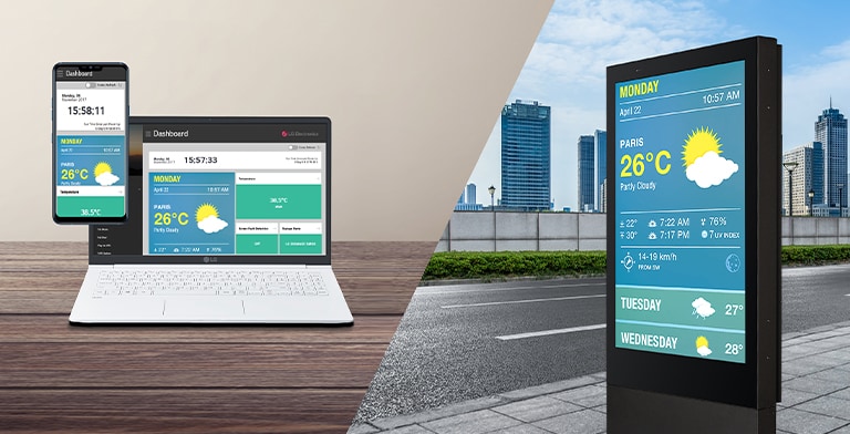 User can monitor and control their displays through mobile phone and laptop.