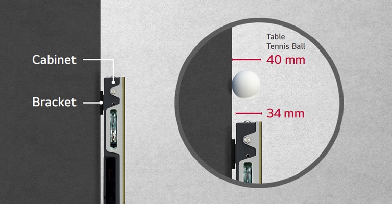 The depth of the LSCB cabinet is comparable to the diameter of a table tennis ball, showing its similar depth.