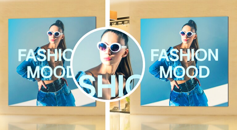 The LSCC series with 4K HDR quality displays content more vividly and brightly compared to the one on the left.