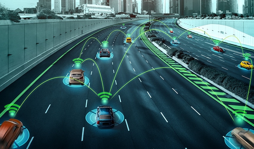 V2V shares speed information between vehicles and detects potential dangers in the direction of travel