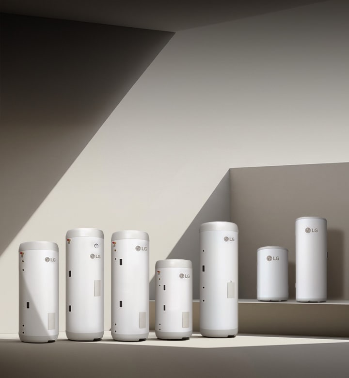 A full LG water tank lineup is displayed, helping users choose the right model for their space and needs.	