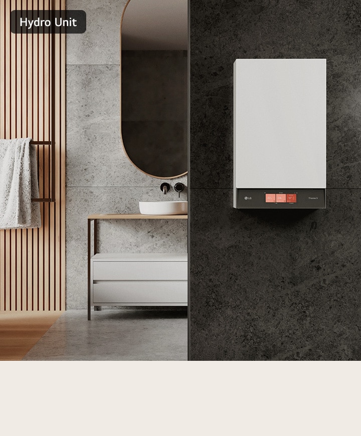 The Hydro Unit harmonizes naturally with the bathroom interior through its refined design.