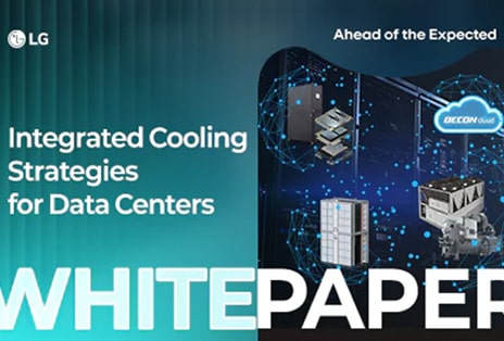 LG Whitepaper cover titled Integrated Cooling Strategies for Data Centers with HVAC cooling unit products.	