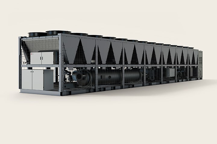 Right side view of LG air-cooled centrifugal chiller and thumbnail gallery with the first item highlighted.	
