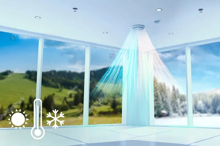 LG ERV automated seasonal operation adjusting airflow with temperature changes for improved energy savings.