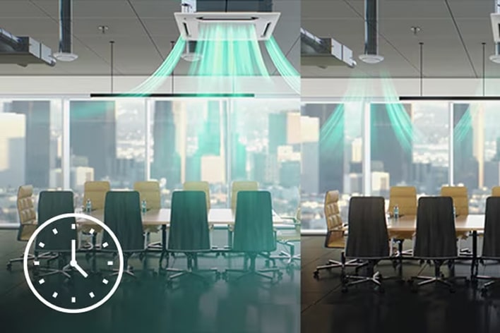 LG ERV suspended operation coordinating cooling, heating, and ventilation only when necessary to reduce energy use.