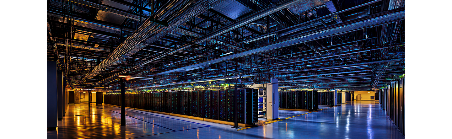 An image showing the interior view of high-density data center.
