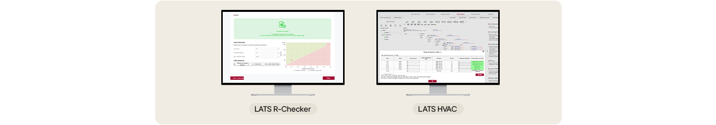 A rendering image displaying two HVAC monitoring software tools.