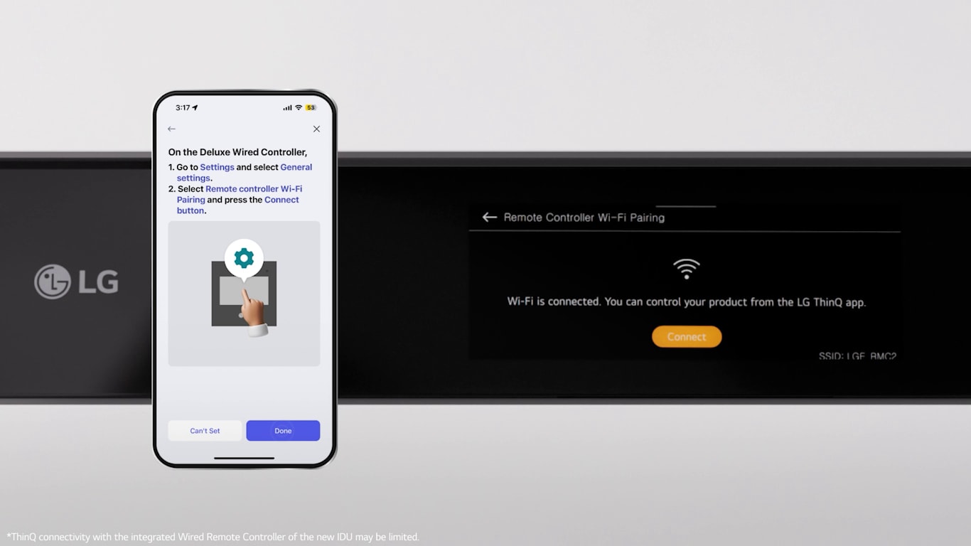 A short clip demonstrating the way to pair LG Therma V Combi Unit with LG ThinQ app via Wi-Fi.