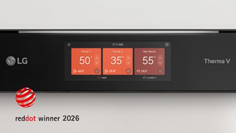 LG Therma V Platform UX with Red Dot Award 2026 logo