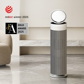 LG AeroBooster with Red Dot and DFA Gold Award logos