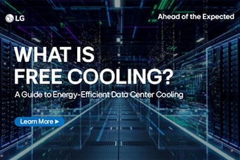 A futuristic data center corridor lined with server racks featuring glowing blue digital network circuits and lights.