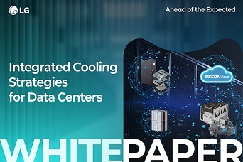 LG Whitepaper cover titled Integrated Cooling Strategies for Data Centers with HVAC cooling unit products.