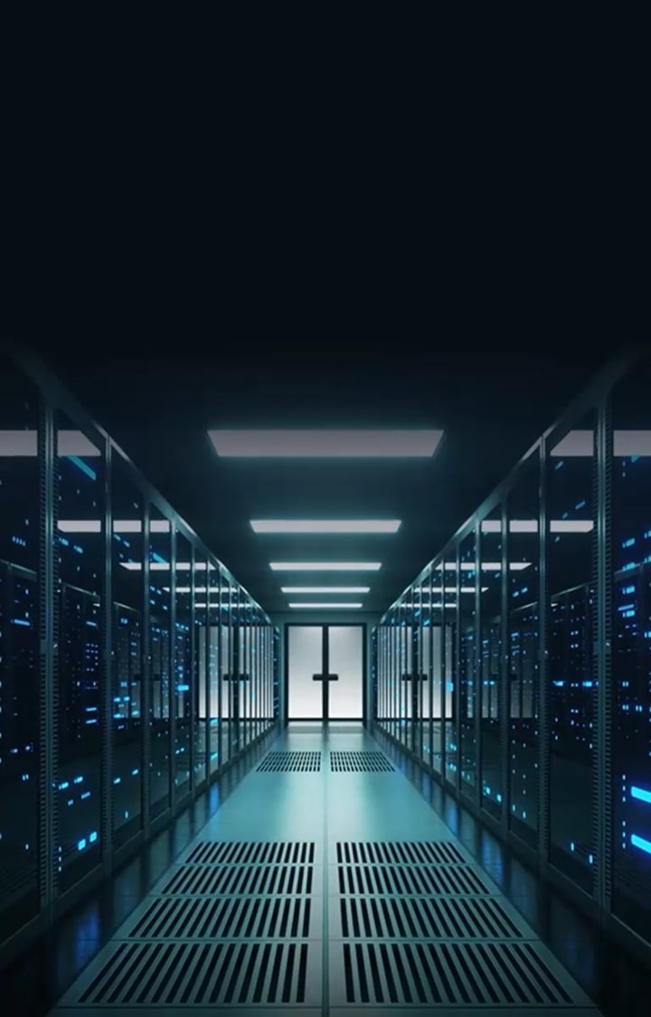 LG Data Center Solutions showcasing advanced server racks and energy-efficient cooling systems