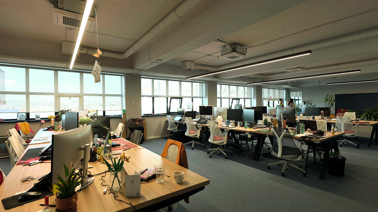Wide view of interior of Artklasa office with indoor units installed