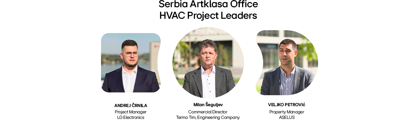 Three professionals for LG-affiliated business panel or leadership interview series