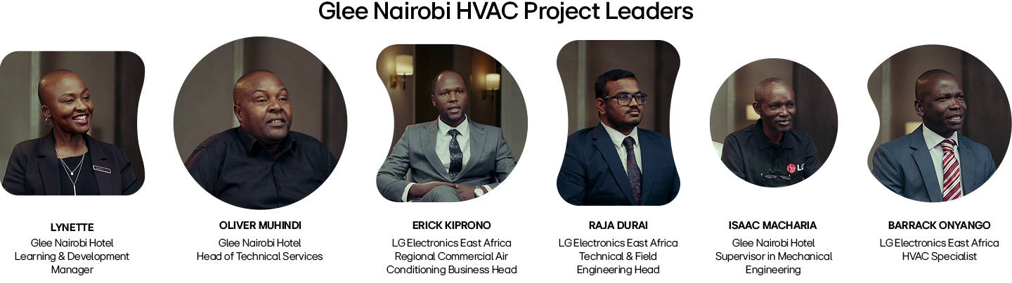 Six professionals seated individually for LG-affiliated business panel or leadership interview series