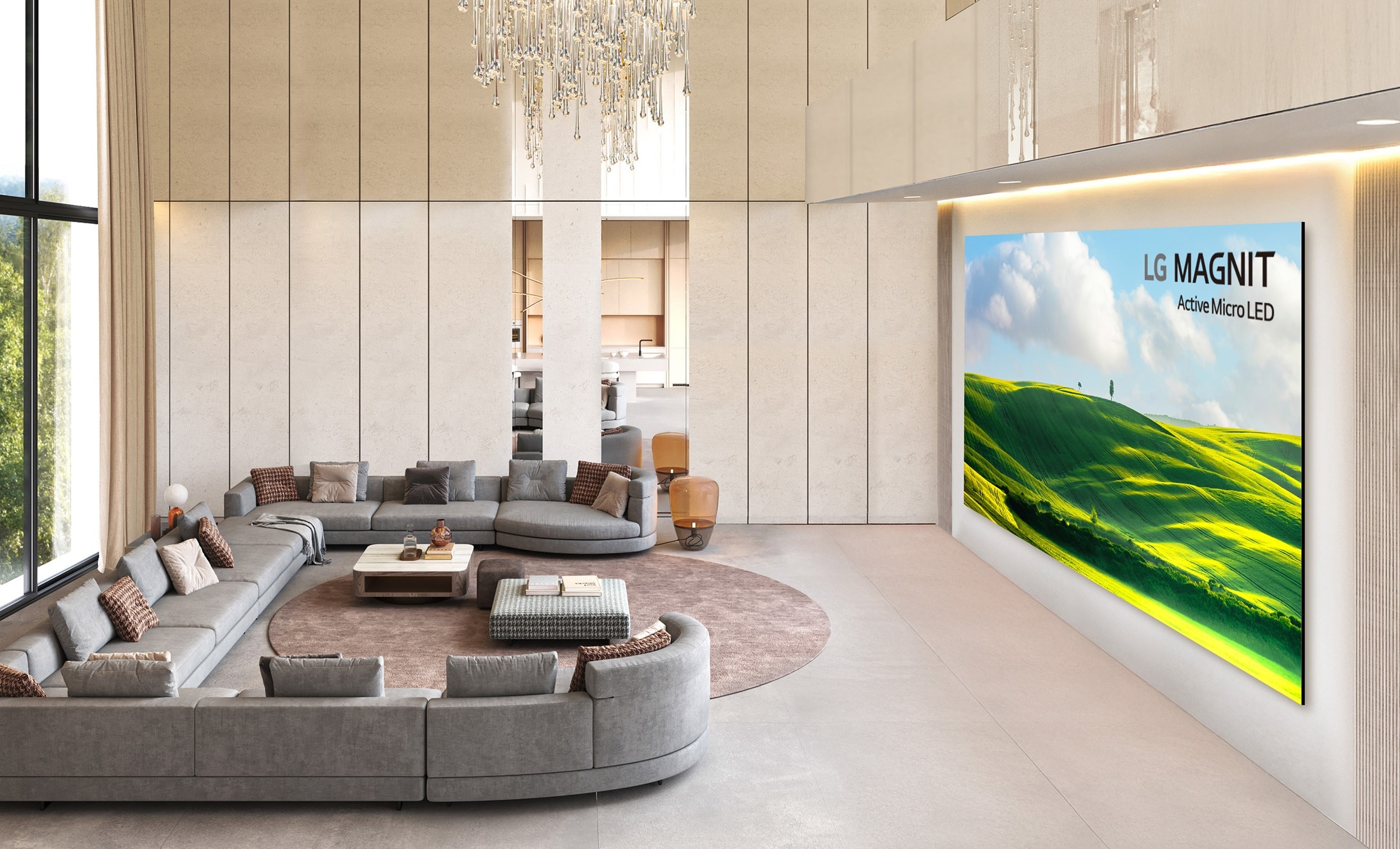 LG Magnit Active Micro LED display showcased in a luxurious home cinema interior delivering true 4K visuals and cinematic immersion with Dolby Vision technology