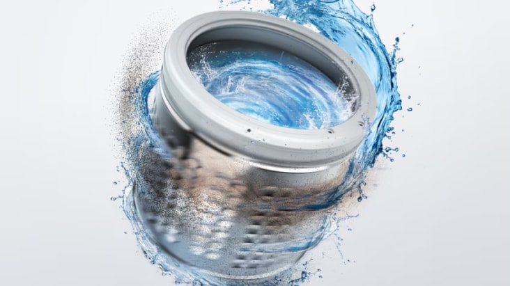 Washing machine tub cleaning cycle removing residue for easy care