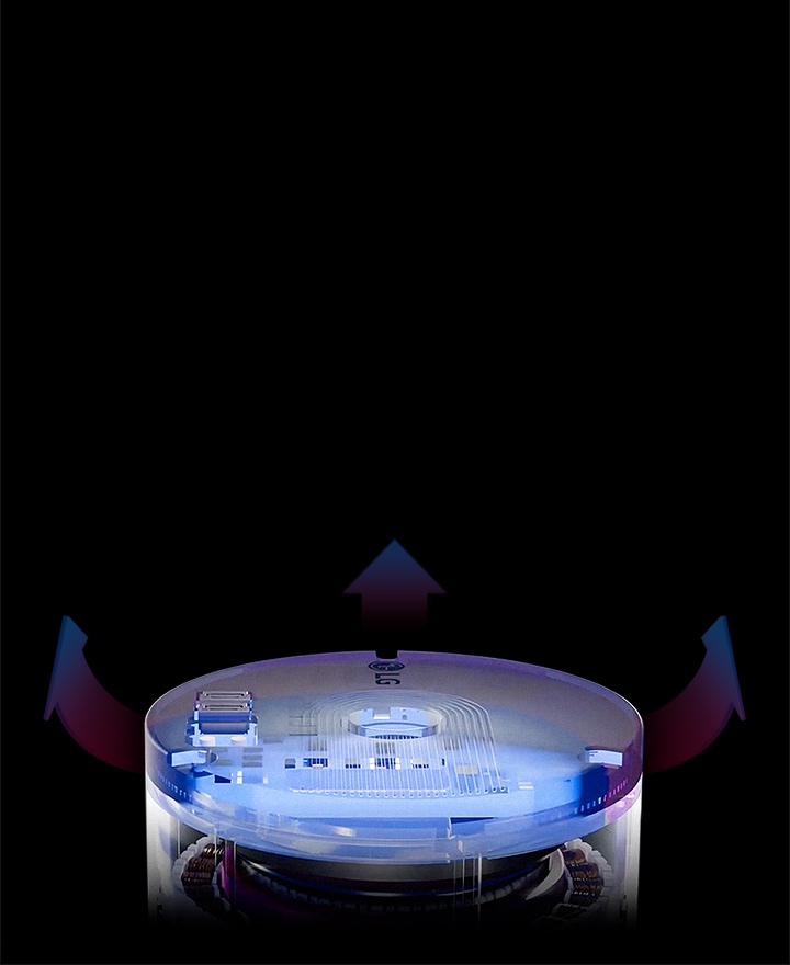 LG actuator with transparent top housing and airflow arrows, showing 3D heat dissipation designed for reliable operation