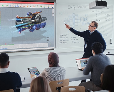 Scenes of LG ProBeam usage in school.