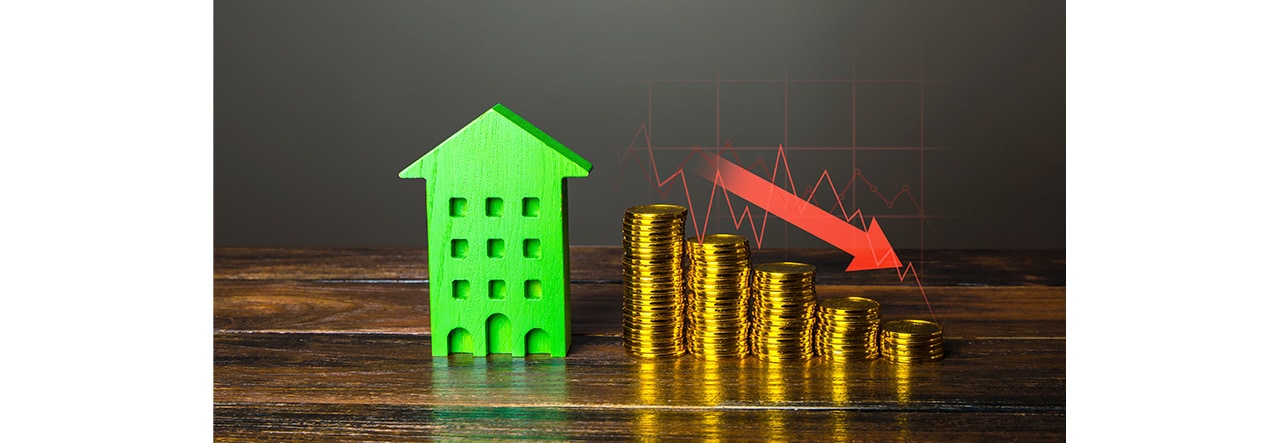 An image of a house icon and coins