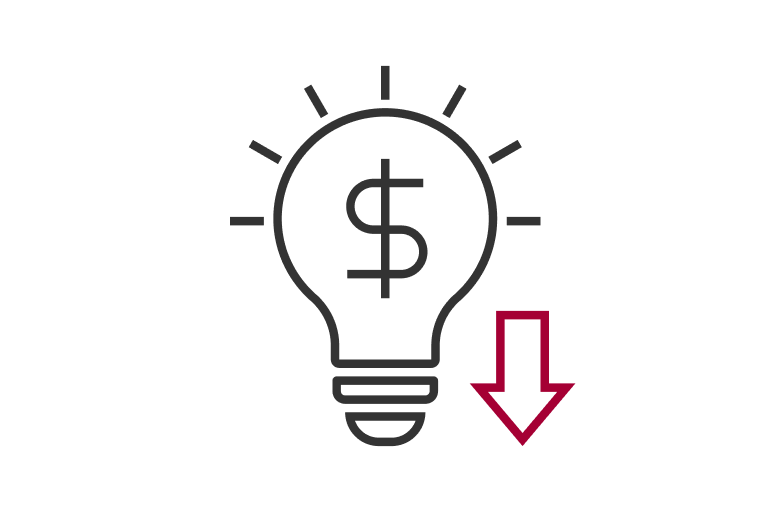 Lightbulb icon with a dollar sign underneath