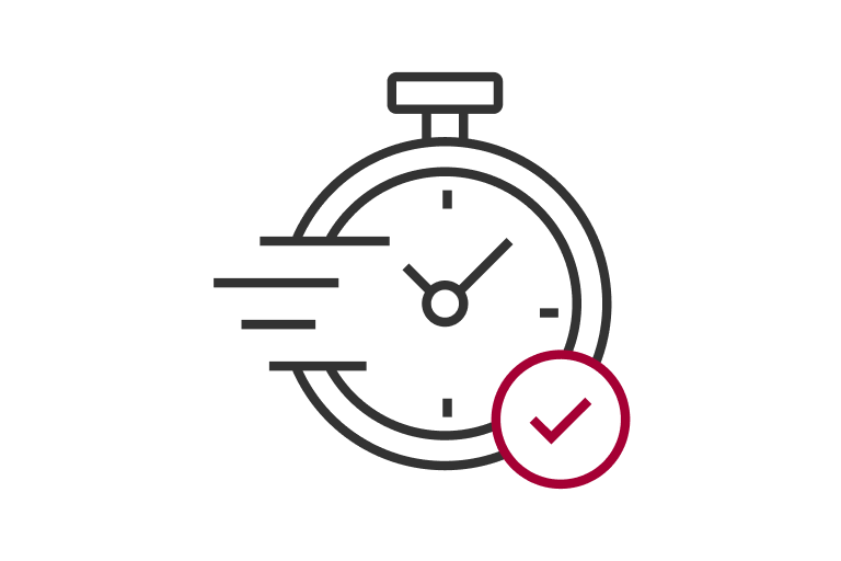 Stopwatch icon with a red checkmark