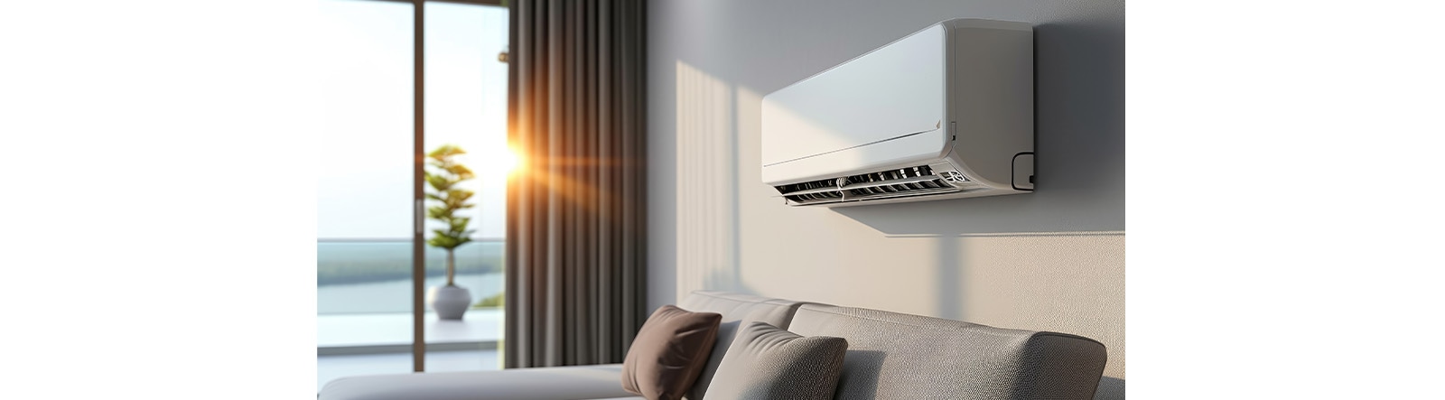 A wall-mounted aircon in the living room