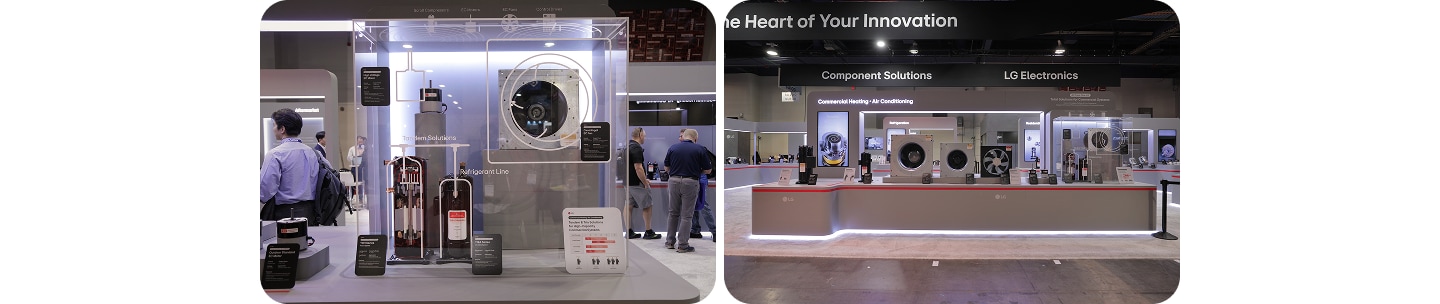Comprehensive display of LG Commercial Heating & Air Conditioning solutions at AHR Expo 2026, including refrigeration lines and component solutions.
