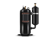 LG Fixed Speed Compressor – black compact refrigeration motor for refrigerators, dehumidifiers, and beverage machines, featuring R134a, R600a, and R290 refrigerants