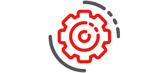 Red gear icon with motion lines, representing the Auto mode of LG Heat Pump Water Heater.