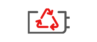 Battery icon with red recycling arrows, representing the Vacation mode of LG Heat Pump Water Heater.