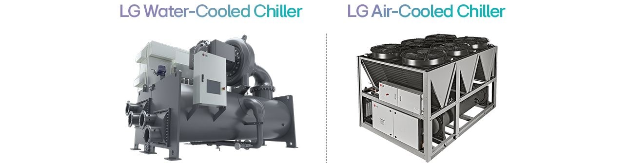 LG Water-Cooled & Air-Cooled Chillers: Industrial cooling systems for efficient temperature regulation.