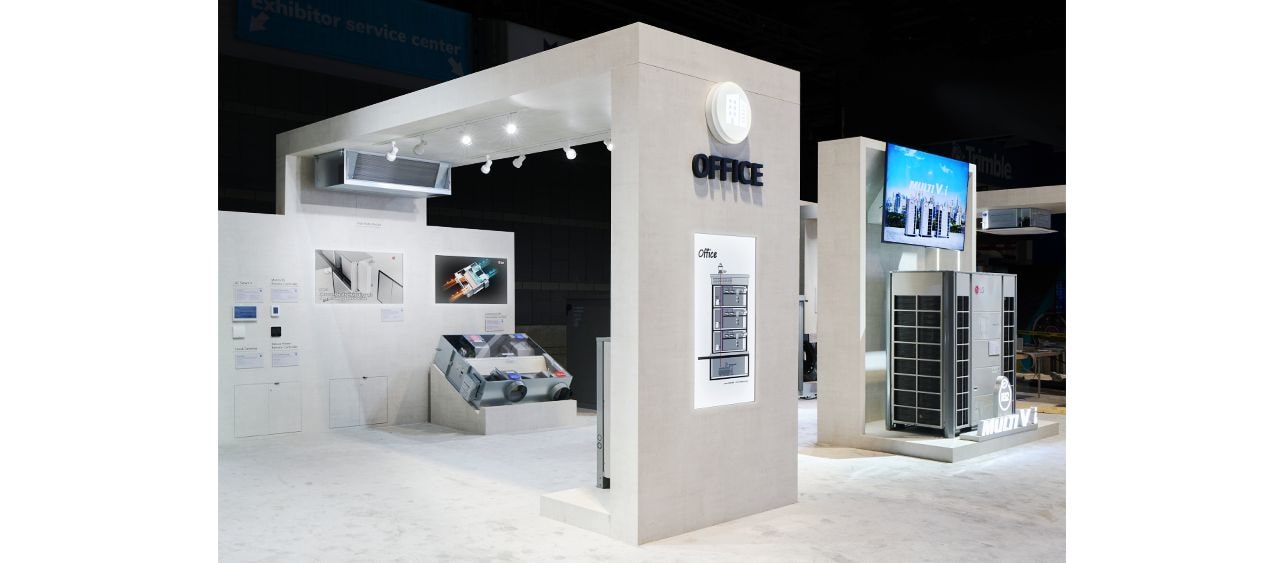 LG shows Multi v i and VRF unit at 2024 AHR EXPO in Chicago.