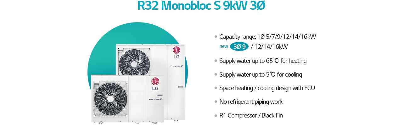 Specification about R32 Monobloc S 9kW 3-Phase heat pump
