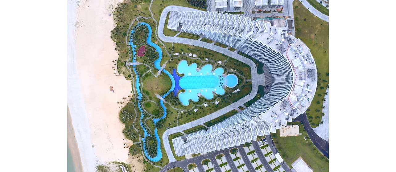 Resort building viewed from above