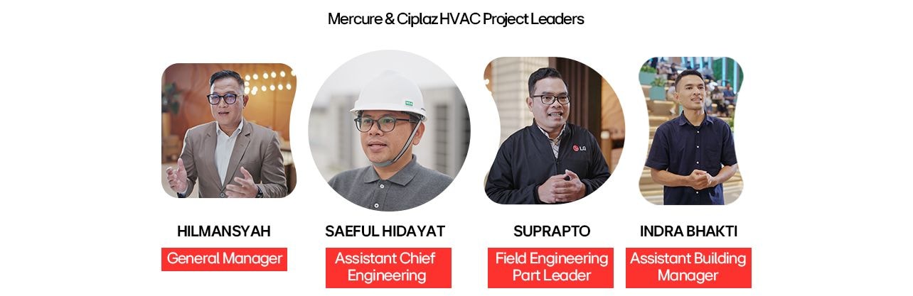 Project leaders of Mercure & CiplaZ HVAC: Hilmansyah, Saeful Hidayat, Suprapto, and Indra Bhakti with titles