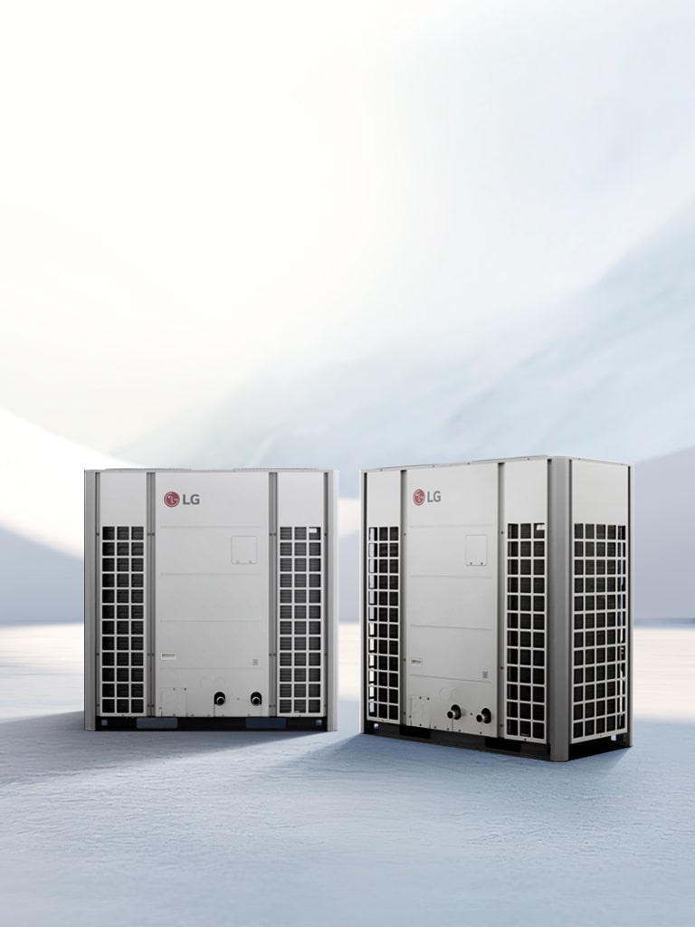 Two LG R32 Monobloc 51kW units shown from different angles against a bright virtual background.