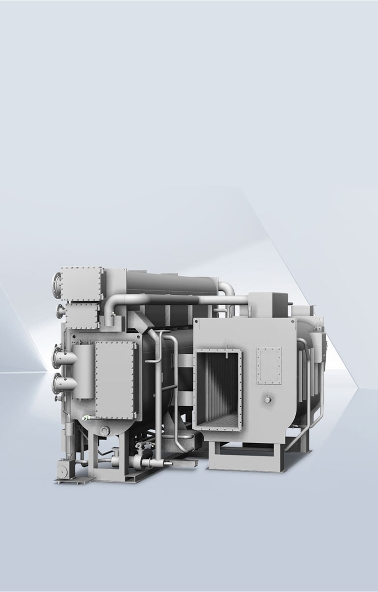 LG Absorption Chiller Hybrid Type placed in a light gray virtual space.