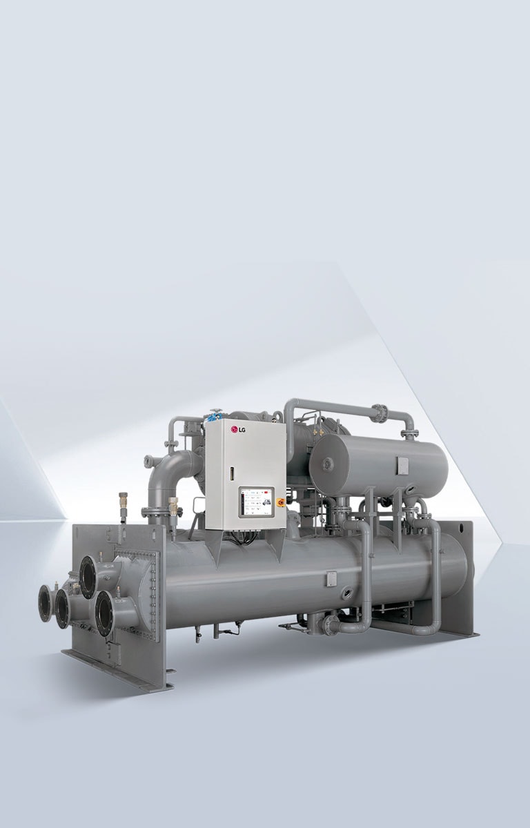 LG Centrifugal Chiller placed in a light gray virtual space.
