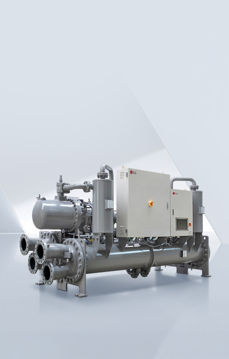 LG Water-cooled Screw Chiller placed in a light gray virtual space.