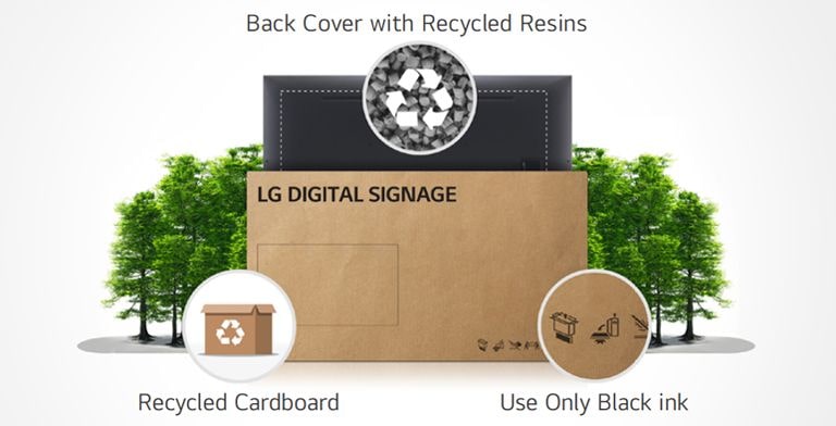 LG digital signage using recycled materials