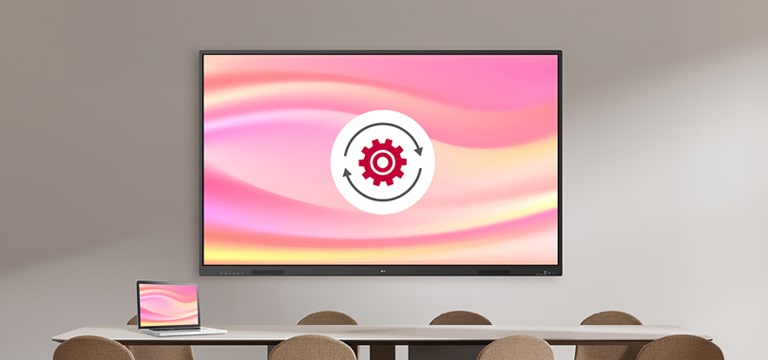 An digital smart board is performing a wireless automatic software update.