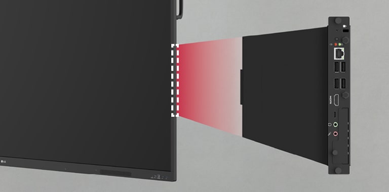 The built-in OPS slot makes OPS installation easy, providing users with extended functionality such as various PC features and Windows software without needing an external desktop.