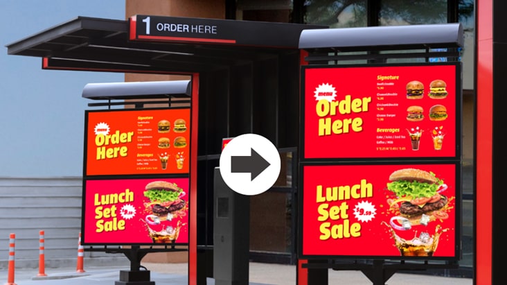 Four XE4P-M are installed, showing how webOS 6.1 ensures consistent color representation by correcting slight variations that previously appeared, even when displaying identical color content.