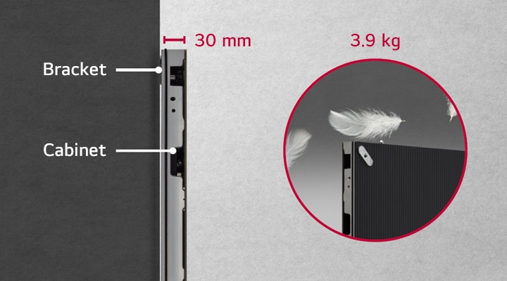 The LMEA series cabinet is designed with a slim depth and a lightweight build.