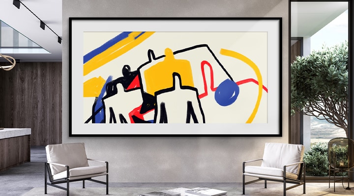 On the LG MAGNIT Active Micro LED screen, a framed artwork is displayed, giving the impression of an actual picture frame hanging on the wall.