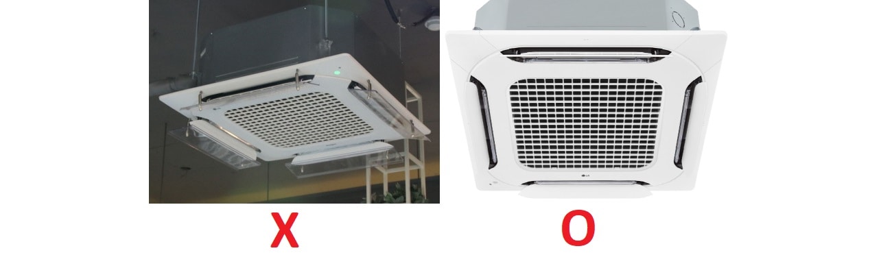 Comparison of two images showing that air deflector is no longer needed on DUAL Vane Cassttes.