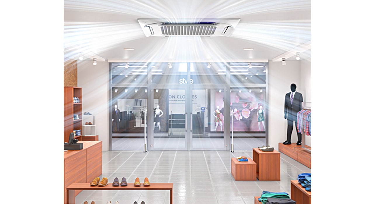 Airflow from DUAL Vane Cassette at a retail shop.